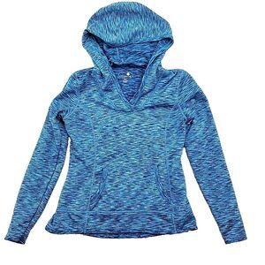 Tangerine Womens Hoodie Top Size Medium Blue Stretchy Pullover Pocket Athletic